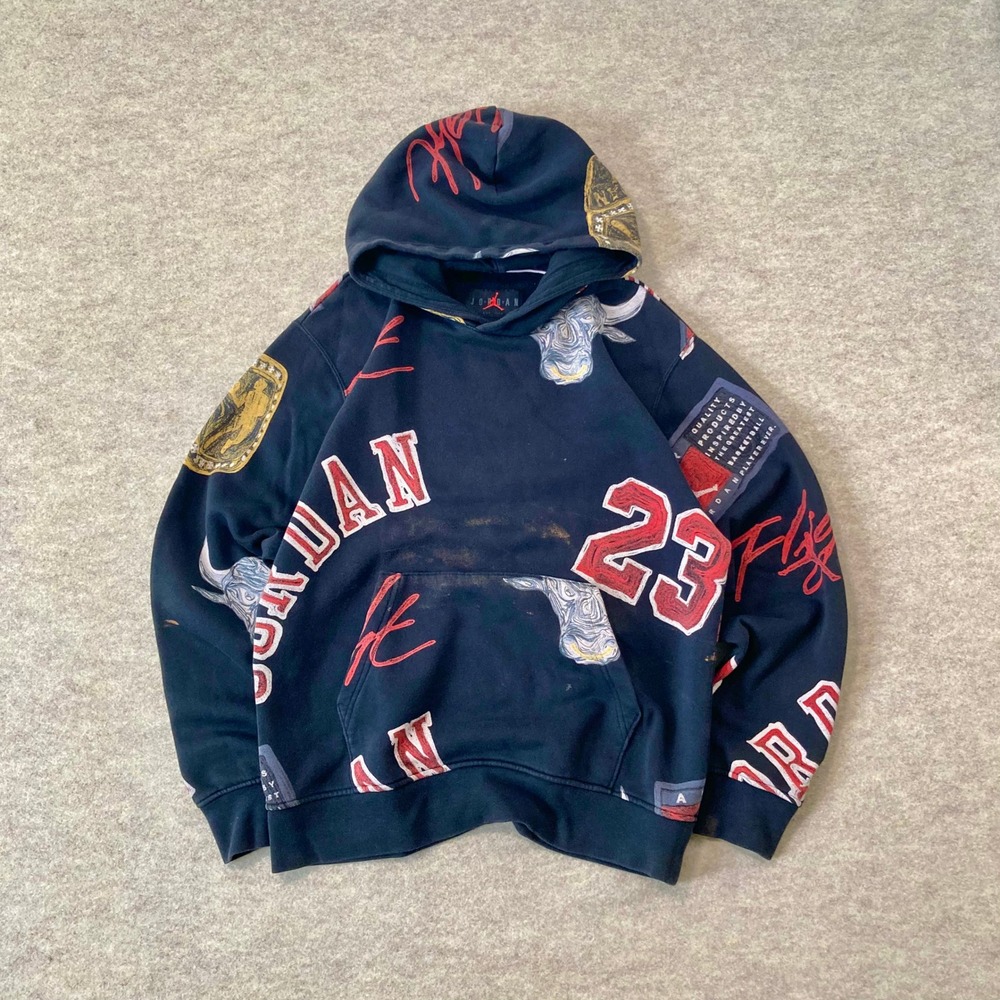 Jordan Brooklyn Chicago Bulls AOP Hoodie Black S Basketball Streetwear Sports